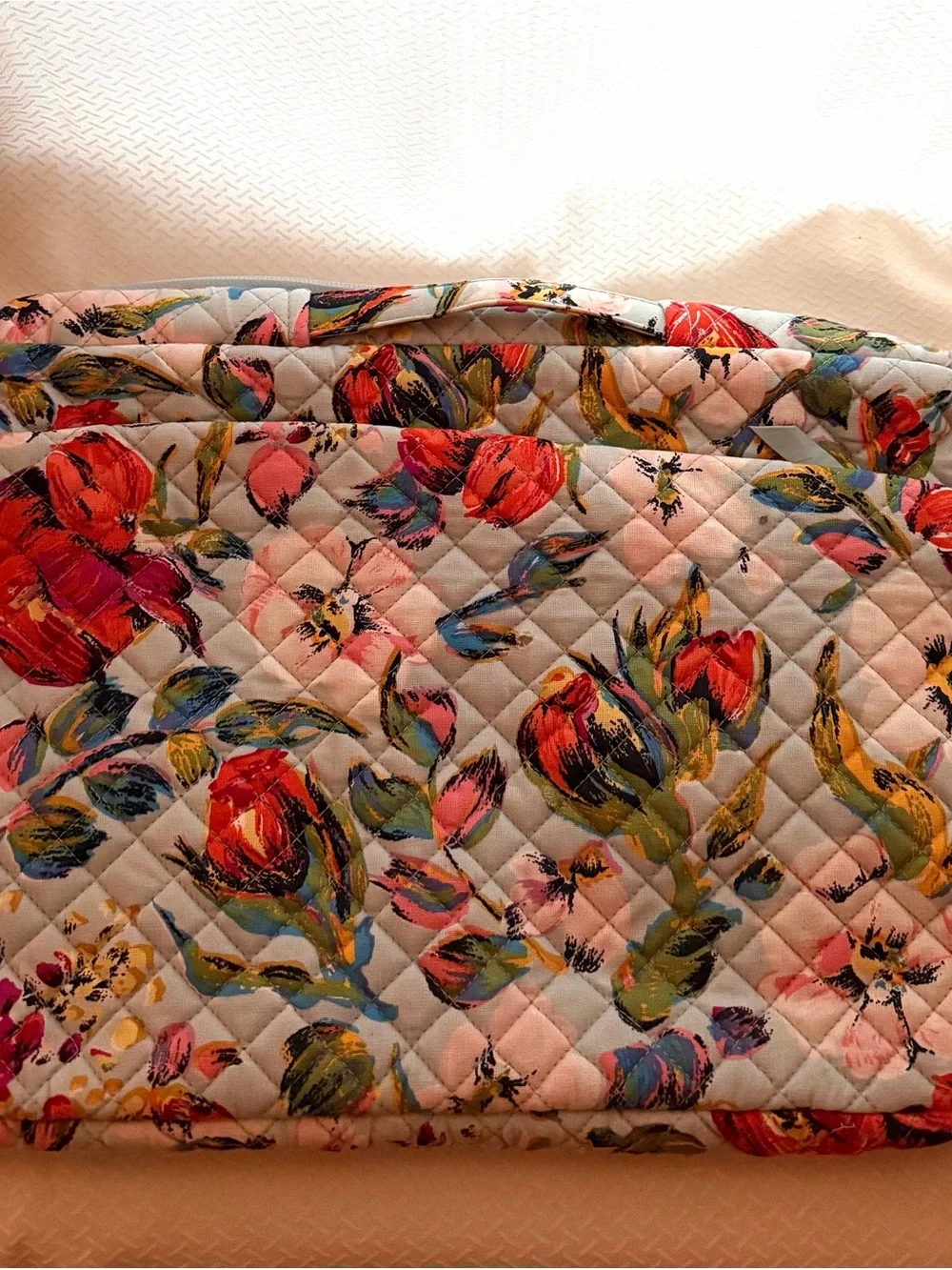 Quilted Floral Laptop Case- Pink Multi